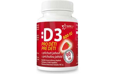 Nutricius Vitamín D3 pro děti 400IU jahoda 90 tablet